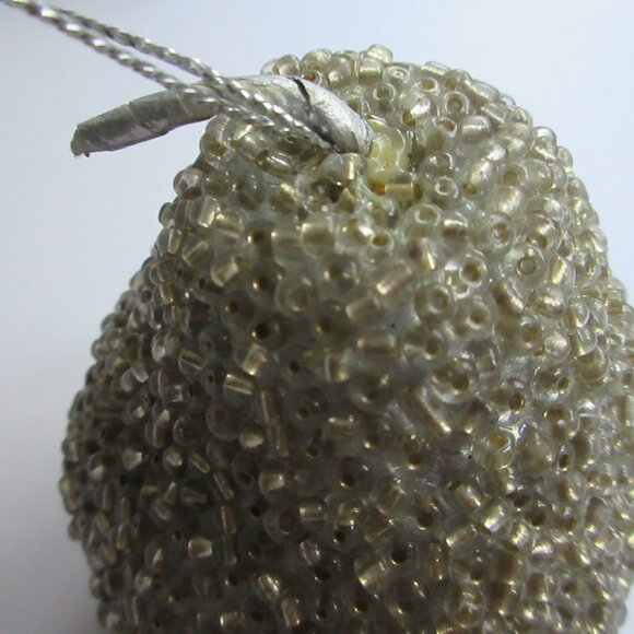 Silver Beaded Pear Christmas Fruit Holiday Tree Ornaments Decor Set of  14 - Picture 4 of 14
